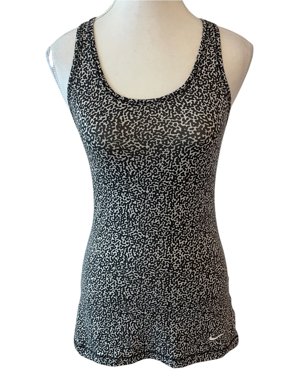 Nike Black & White Patterned Dr-Fit Racerback Tank Size Small